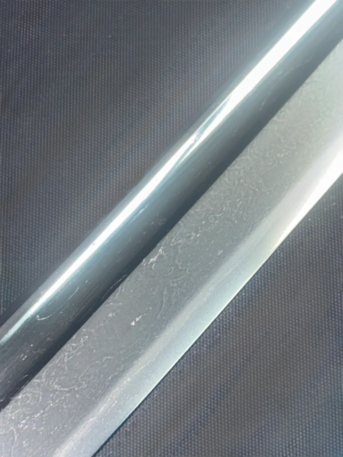 Naruse Family Heirloom Bizen Osafune Tadamitsu Katana blade and saya close-up showing visible hamon pattern