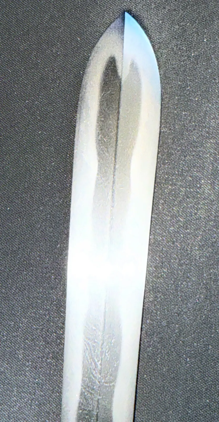 Rare Ichimonji-Yari by Kanemasa blade, showing the tip, hamon pattern, and central ridge of the Yari.